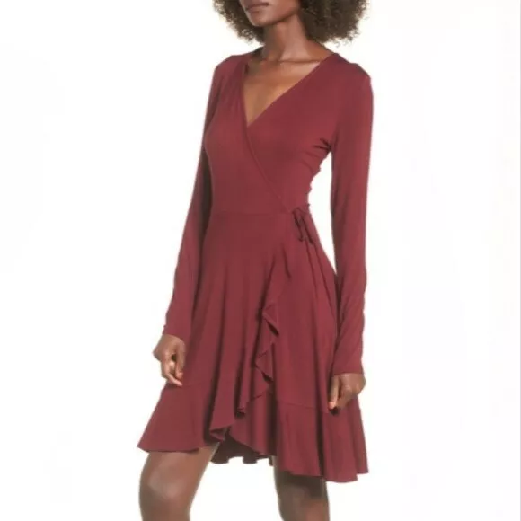 Ladies red cheap wrap dress