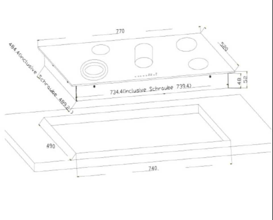 PKM Kochfeld EB-C5-3KBTCF 80cm - 5 Zonen Bräterzone Glaskeramik Touch - Bild 3 von 4