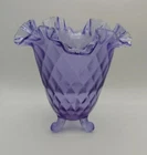 Vintage Fenton Optic Diamond Wisteria Springtime 3-Footed Ruffled Vase 7" #8455