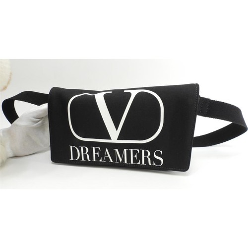 VALENTINO GARAVANI Logo Belt Bag Nylon Fabric Black Unisex #HBY0424