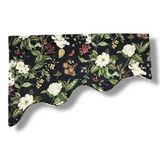 1pc Black Garden Images Left Valance Scalloped Edge 17x49” Lined USA Made