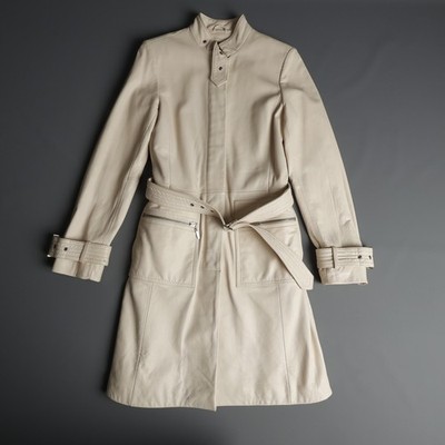 Vintage Wilson Leather Womens S Trench Leather Coat Belted Waist Pelle Studio