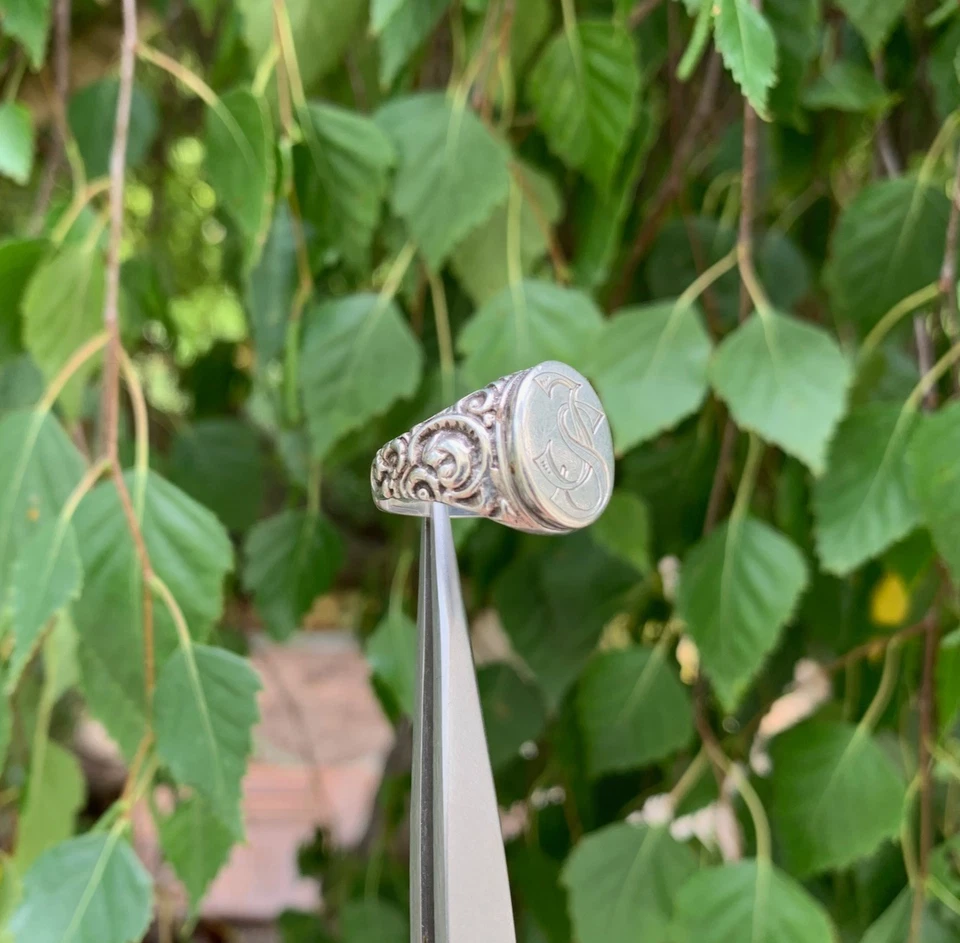 Bague Ancienne Chevalière Argent - Photo 3/4