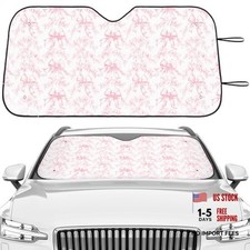 Car Windshield Sun Shade Cute Bow Cars Visor Front White Pink Floral