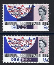 1965 I.T.U. 9d  MAJOR INDIGO COLOUR SHIFT ERROR