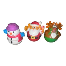 2005 Hasbro Playskool Weebles Christmas Figurines Set of 3 Santa Deer Snowman