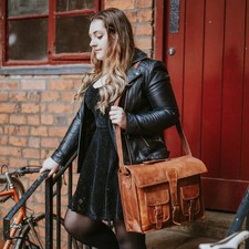 Bag Laptop Leather Messenger Briefcase Vintage Satchel Shoulder Genuine Men's