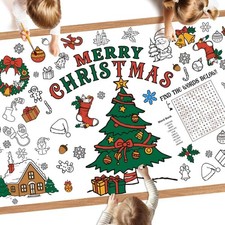 Merry Christmas Colorable Table Cloth Giant Paper Cover Coloring Poster Banner