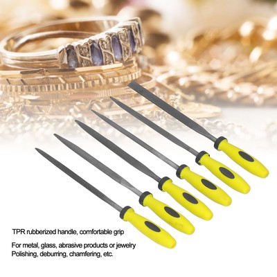 6Pcs Small File Set Pointed Square Round Flat Bearing Steel Files F AM9
