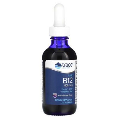 2 X Trace Minerals �, Ionic B12, Natural Grape, 1,000 mcg, 2 fl oz (-Worldwide
