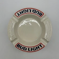 Vintage Bud Light Budweiser Ceramic Ashtray USA Tobacco Beer Advertising 5"