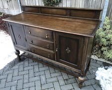 Vintage Victorian Oak Sideboard 3 Drawers 2 Doors Dining Room Cabinet Strongbow