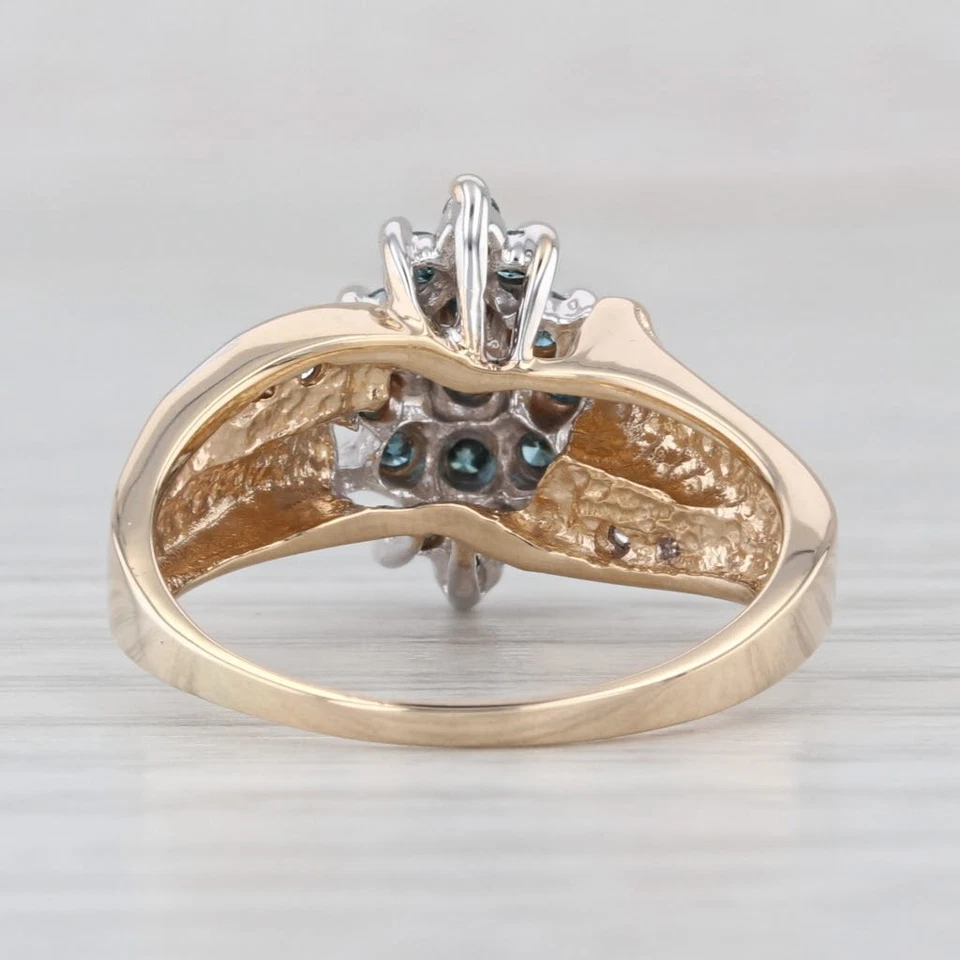 Anillo con racimo de diamantes blancos azules de 0,43 quilates de oro amarillo de 14 k talla 7 Foto 4 de 4