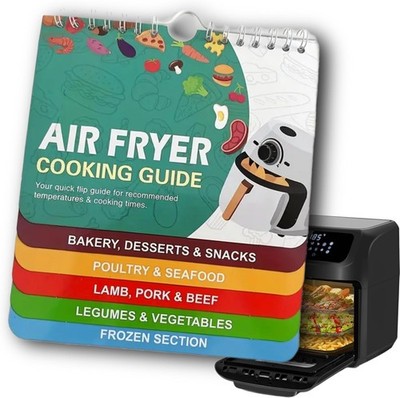 Air Fryer Cheat Sheet Magnetic Cooking Guide Booklet Fridge Chart 120+ Entries