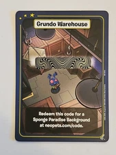 Neopets Grundo Warehouse Sponge Paradise Background Redemption Code Unused Card
