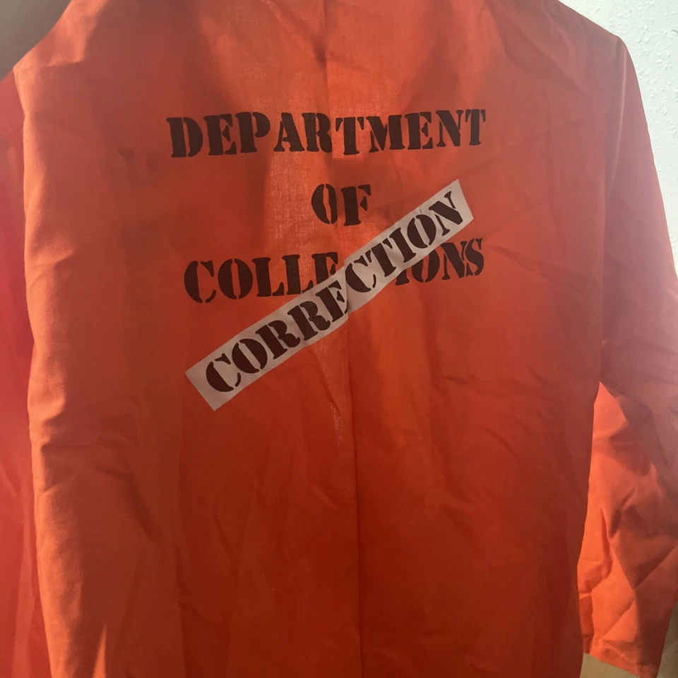 JAIL BIRD ORANGE COSTUME SIZE L - FITS MEN'S LARGE! - Image 3 of 4