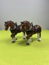 Vintage  Anheuser Busch Budweiser Clysdale Plastic Horse Lot Of 2 Man Cave Toys