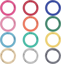 Metal Spring O Rings Round Carabiner Keyring, Snap Clip Trigger Spring Keyrin...