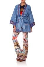 NWT RARE Camilla "Saturn Sister" denim embroidered kimono boho wrap top jacket S