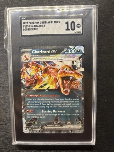 Pokémon Charizard ex Sv03: Obsidian Flames 125/197 Double Rare SGC 10 Gem Mint