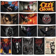Ozzy Osbourne Singer Flag Banner Wall Hang Tapestry Polyester + Brass Grommets