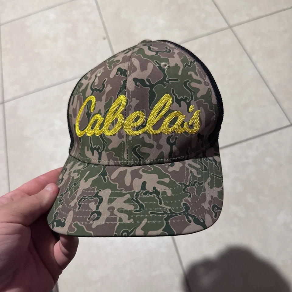 Cabela's Camo Trucker Hat with Yellow Embroidered Logo - Image 2 of 4