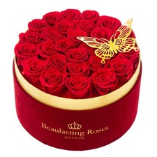 Beaulasting 27-Piece Forever Flowers Roses in a Box Preserved Roses for Her M...