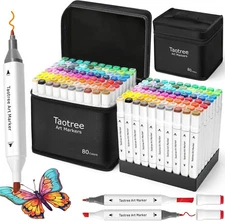 Taotree Alcohol Markers 80 Colors 1 Count (Pack of 80), 80 with Holder 