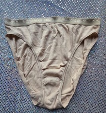 Vintage Victoria Secret 100 Cotton Hi Leg Brief Size L Nude Beige