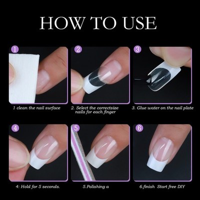 120 St??ck f??r FRENCH Manik??re Press On N?gel mittellang quadratisch Gel abne