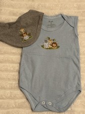 Baby Body  Cotton Bib set / 2 pieces- Blue for Baby Boy/ M 3-6 Months 