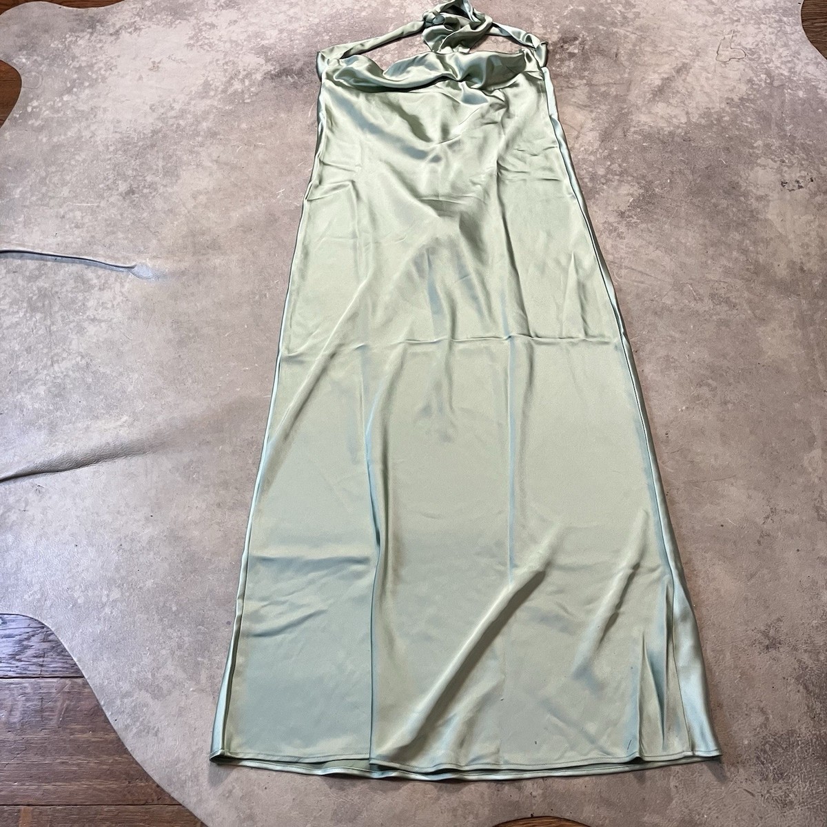 We Wore What Dress Womens Size 14 Sage Green Strapless Silky Maxi Charmeuse