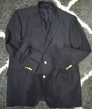 Brooks Brothers Loro Piana Blazer Jacket Men's 46R Navy Gold Buttons Sports Coat