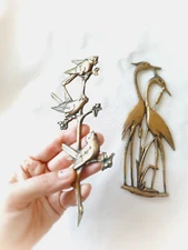 Birds Wall Art Set, Brass Wall Decor, Minimal Wall Decor Set