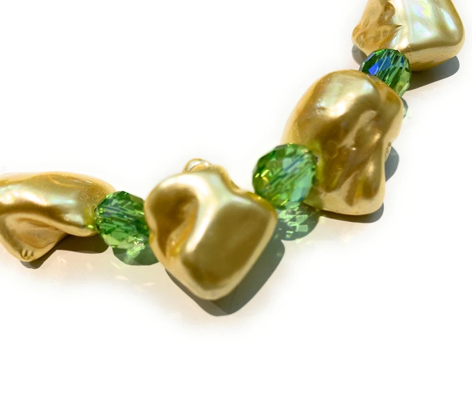 Collana Donna Perle Pepite Gold Maiorca Argento 925 Elegante Handmade - Immagine 2 di 4