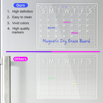 Magnetic Dry Erase Calendar Board for Fridge, 16”X12″ Clear 2 Set Acrylic |  eBay