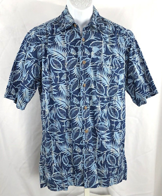 Izod Hawaiian shirt S multi blue tropical beach surf retro buttonup Luau Tiki