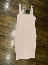NWT EXPRESS Women's Medium Dress Maxi Sleeveless Pale Pink Sheath W/ Slit