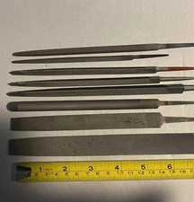 Vintage 8 Pc File Assortment 2 Flat, 1 Half Round, 4 Tapered Triangle, 1 Tap. Sq