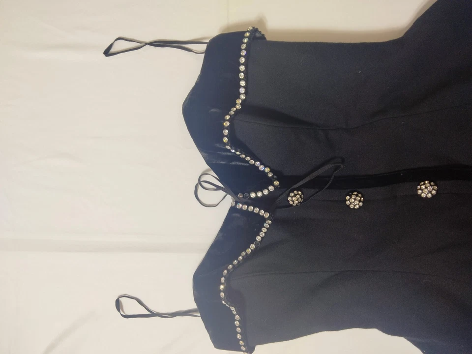 Vestido de festa after five cravejado "Alina" preto tule - Feminino tamanho 4 (Reino Unido 10) - Imagem 2 de 4