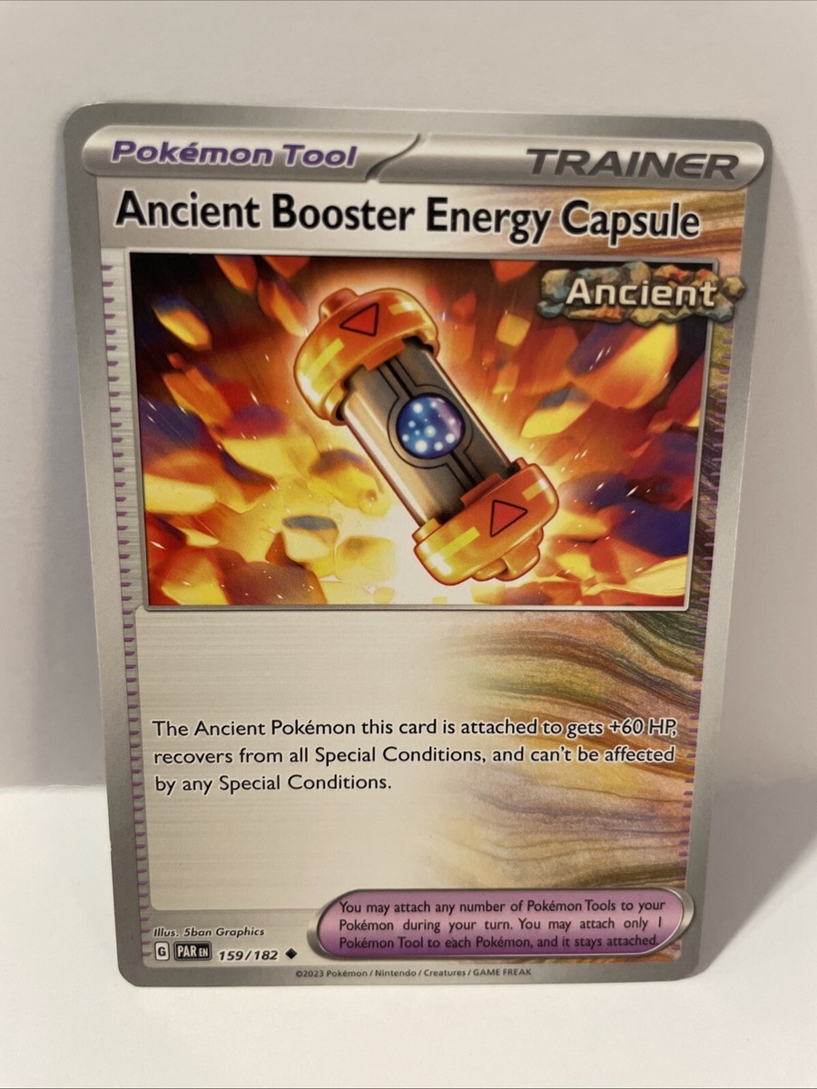 ancient booster energy capsule pokemon tcg card - Scarlet & Violet - Paradox Rift The Ancient Pokemon that this card is attached to gets +60 HP Ancient Toxin - PokemonCard