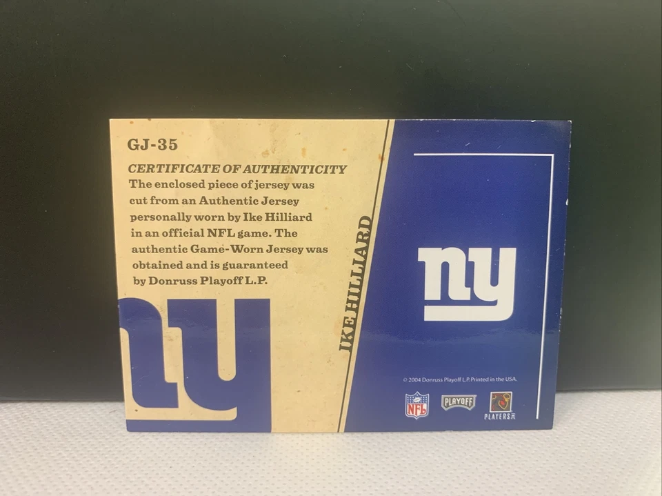 2004 Playoff Prestige Game Day Jerseys Ike Hilliard #GJ-35 GAME WORN!!! - Image 2 of 2