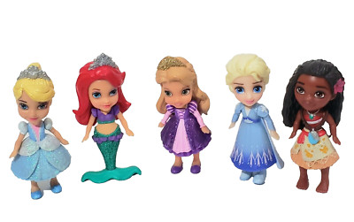 Disney Animators Collection Mini Princess Figures 3  Toddler Doll PVC Lot of 5