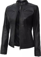 Girl's Black Leather Jacket For Girls Biker Racer Motorcycle Cafe Party