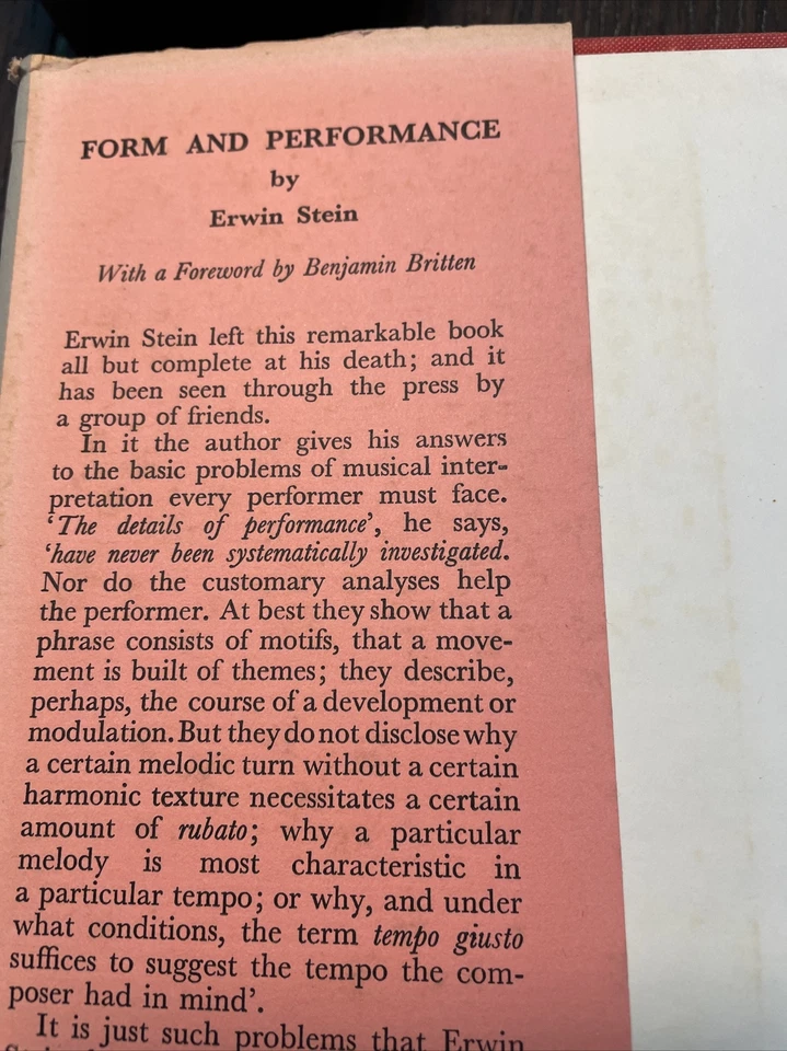 Form and performance Erwin Stein Rare HBDJ 1962 Music - Image 3 of 4