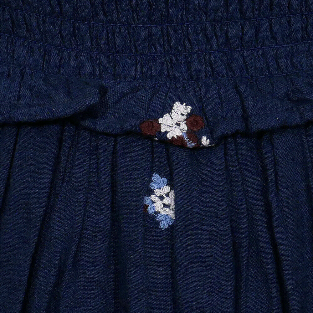 Free People Counting Daisies Embroidered Off-The-Shoulder Dress - Blue Xs