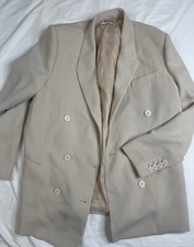 Mango MNG Blazer Womens L Cream 2 Button Lined Relaxed Preppy Career A050325