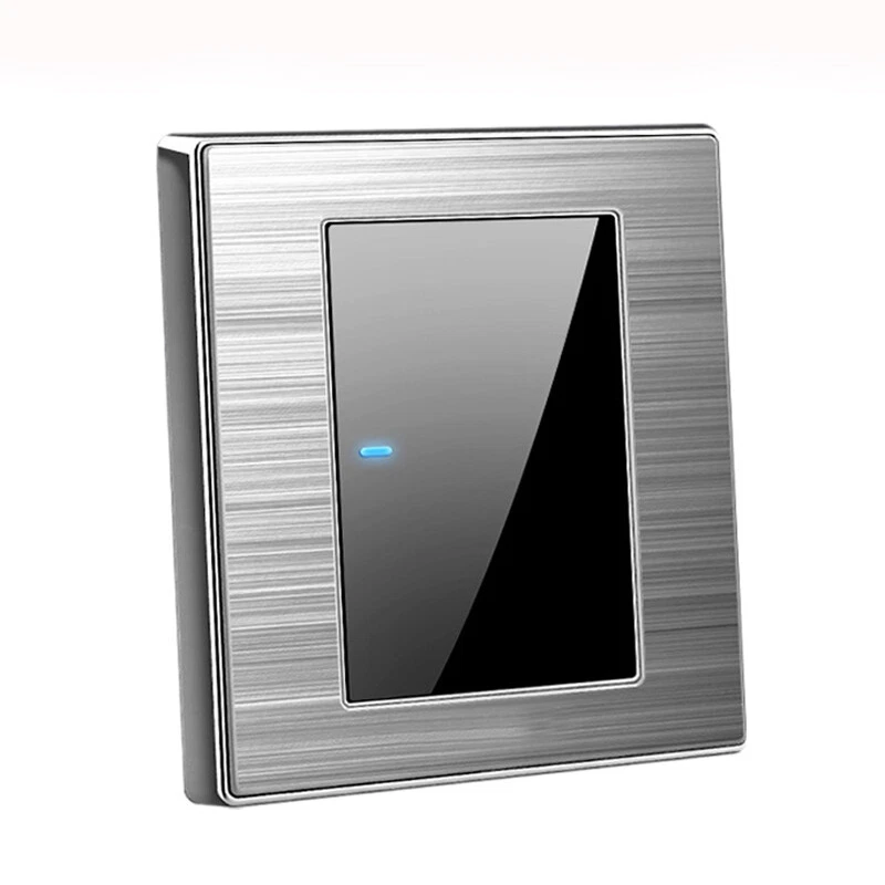 Silver 1 way 1 Gang LED Wall Light Switch Stainless Steel Thin