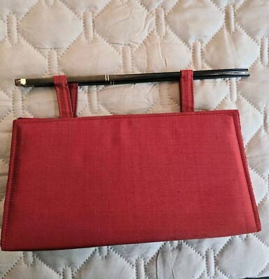 Purse Lovely Shiraleah Red Silk A Design Chopstick Handled Handbag Purse Clutch