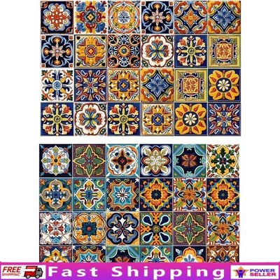 Moroccan Bohemian Tile Stickers 48 Pack Peel & Stick Wall Decals Home Decor New